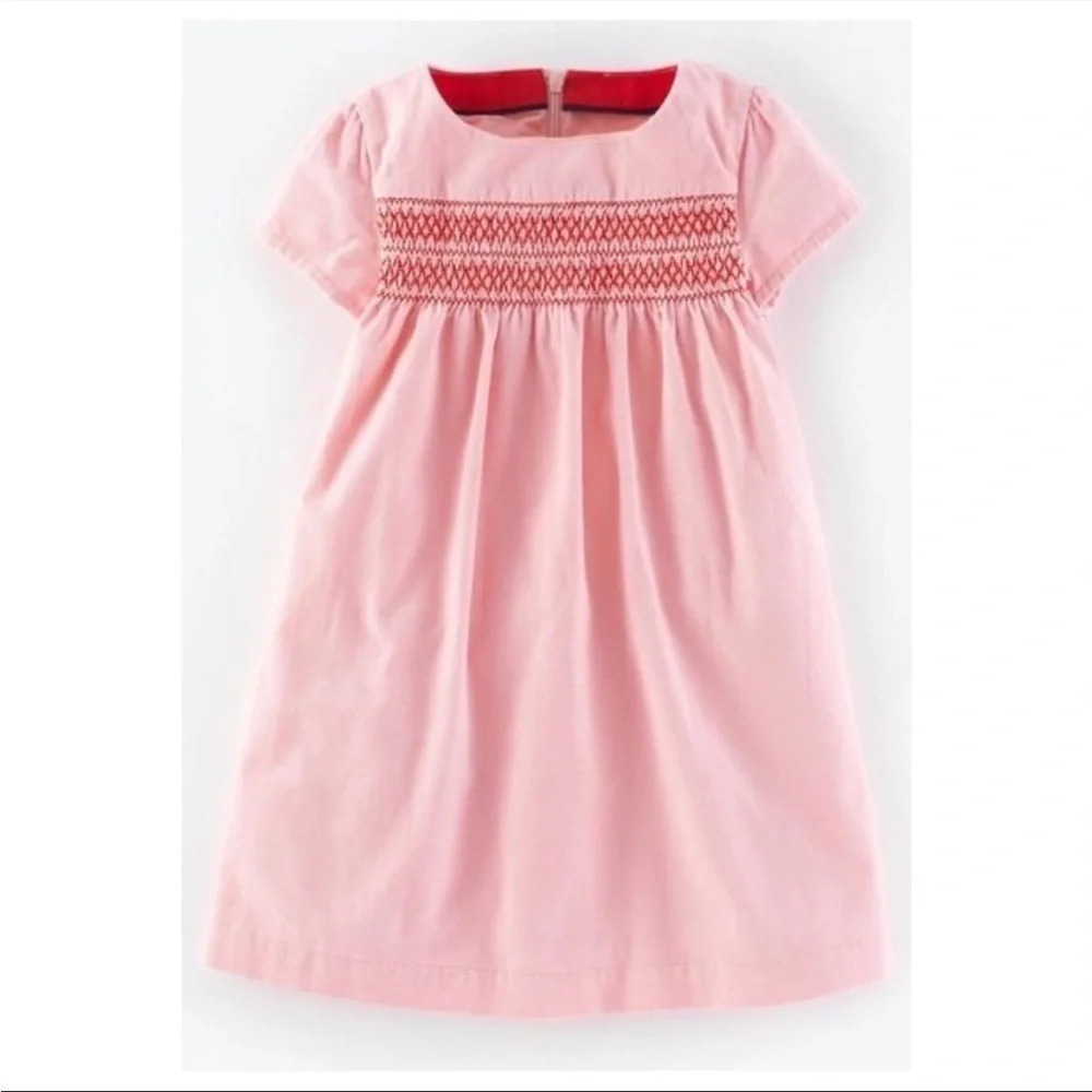 Mini Boden Pink Corduroy Cotton Dress with pockets Girl size 6-7 Year